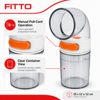 240 Pieces Manual Pull Cord Food Chopper with Clear Container, White and Orange, 15 x 12 x 12 cm
