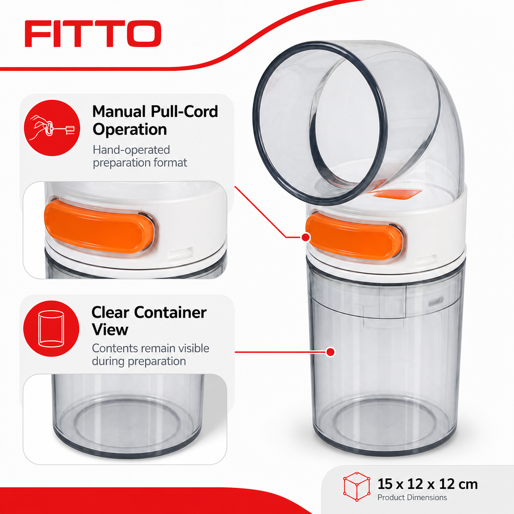 240 Pieces Manual Pull Cord Food Chopper with Clear Container, White and Orange, 15 x 12 x 12 cm