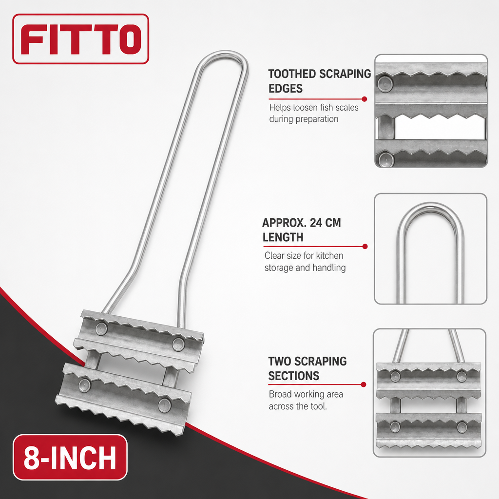 240 Pieces Fish Scale Scrapers Planer, Stainless Steel Cleaning Tool, 8 Inch, Silver and White, 1 Piece