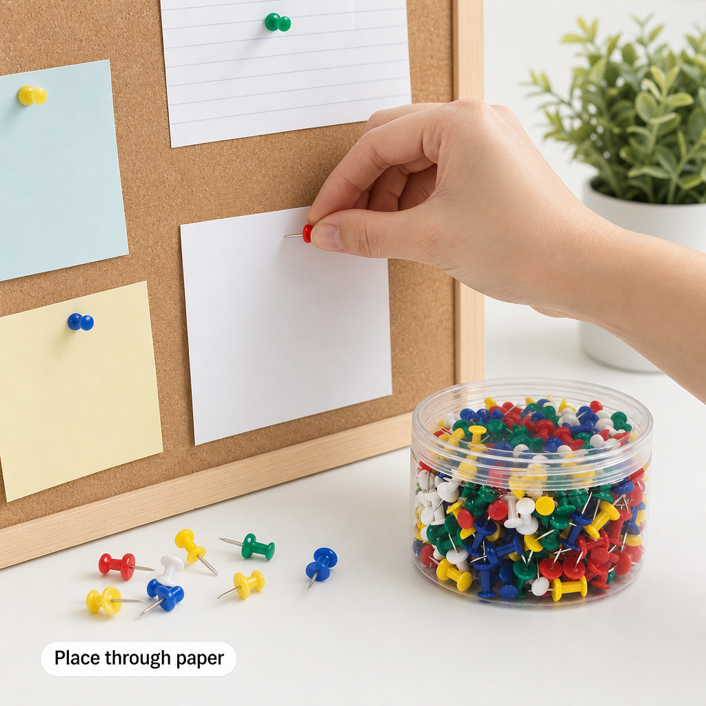96 Pieces Push Pins, Assorted Colours, 400-Pack for Notice Boards, Corkboards and Paper Displays