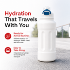 72 Pieces 1000ml Water Bottle with Carry Strap, White