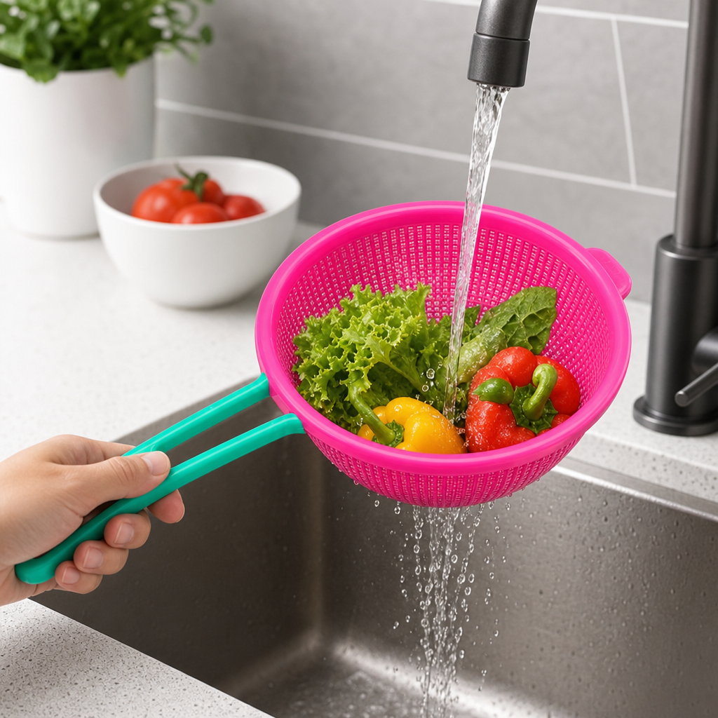 120 Pieces Plastic Mesh Food Strainer with Handle, Rinsing and Draining Basket, 35 x 18 cm, 1 Piece
