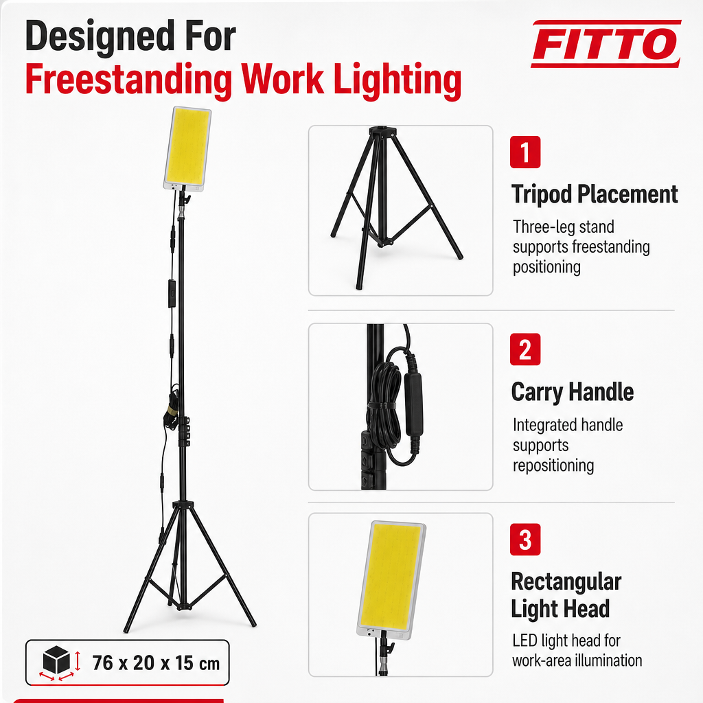 48 Pieces Outdoor LED Work Light with Tripod Stand, Carry Handle and Rectangular Light Head