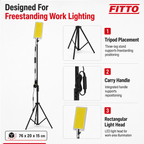 48 Pieces Outdoor LED Work Light with Tripod Stand, Carry Handle and Rectangular Light Head