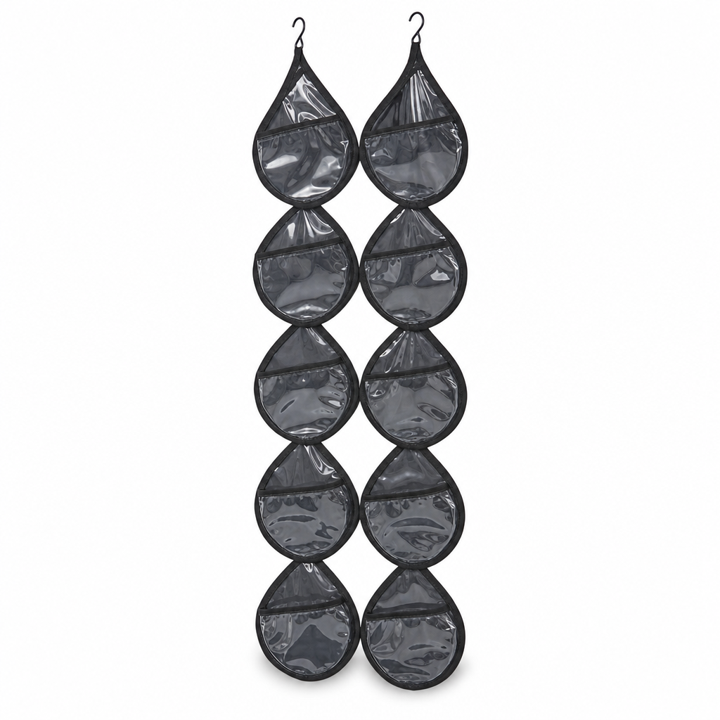 96 Pieces Wall-Mounted Hanging Organizer with 12 Storage Pockets, Black and Clear, 145.1 cm, 1 Piece