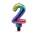 240 Pieces Rainbow Metallic Number 2 Cake Candle, 3 in, Single Piece
