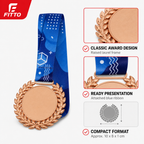 144 Pieces Laurel Frame Sports Medal with Blue Ribbon, Bronze, 10 x 8 x 1 cm