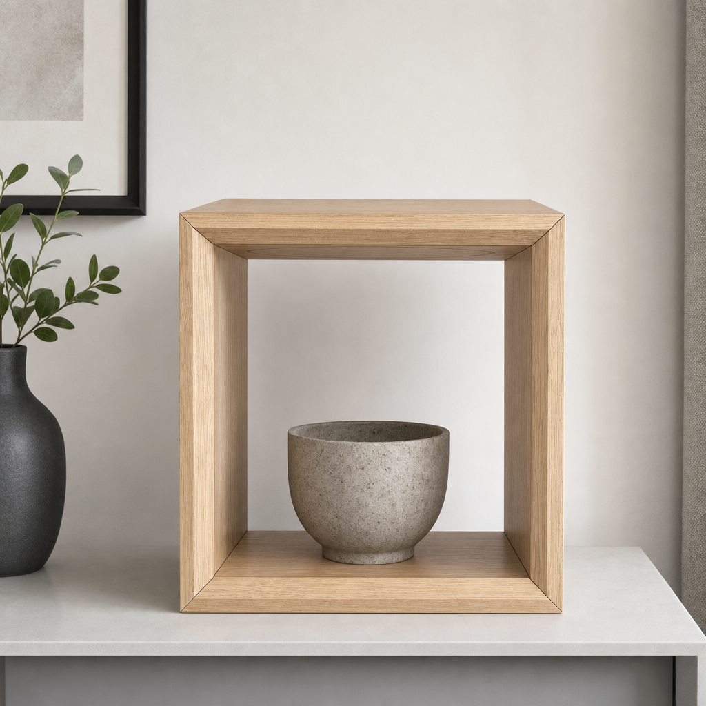 72 Pieces Wooden Open Display Box, Square Natural Finish, 28 x 28 x 24 cm, Single Box for Shelf or Tabletop Arrangement