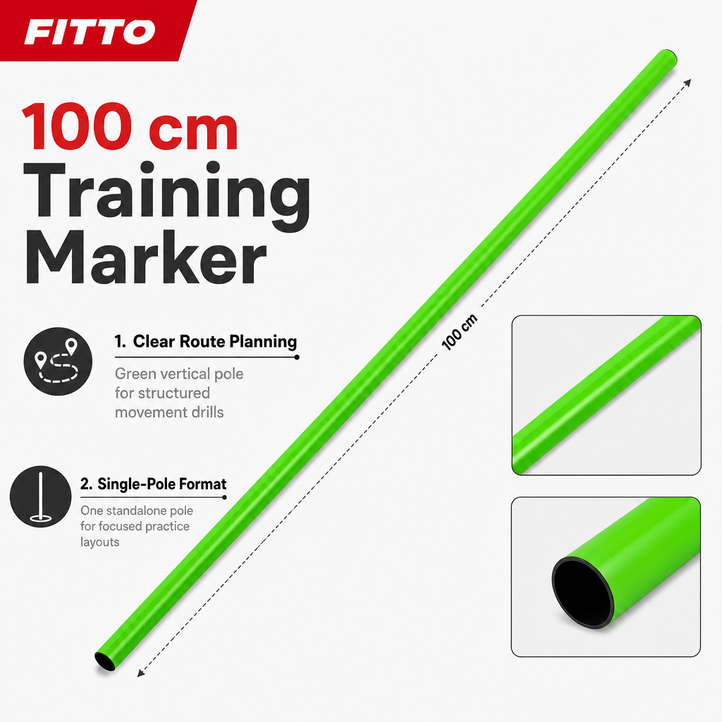 144 Pieces Plastic Soccer Training Pole, 100 cm, Green, Single Agility Practice Marker