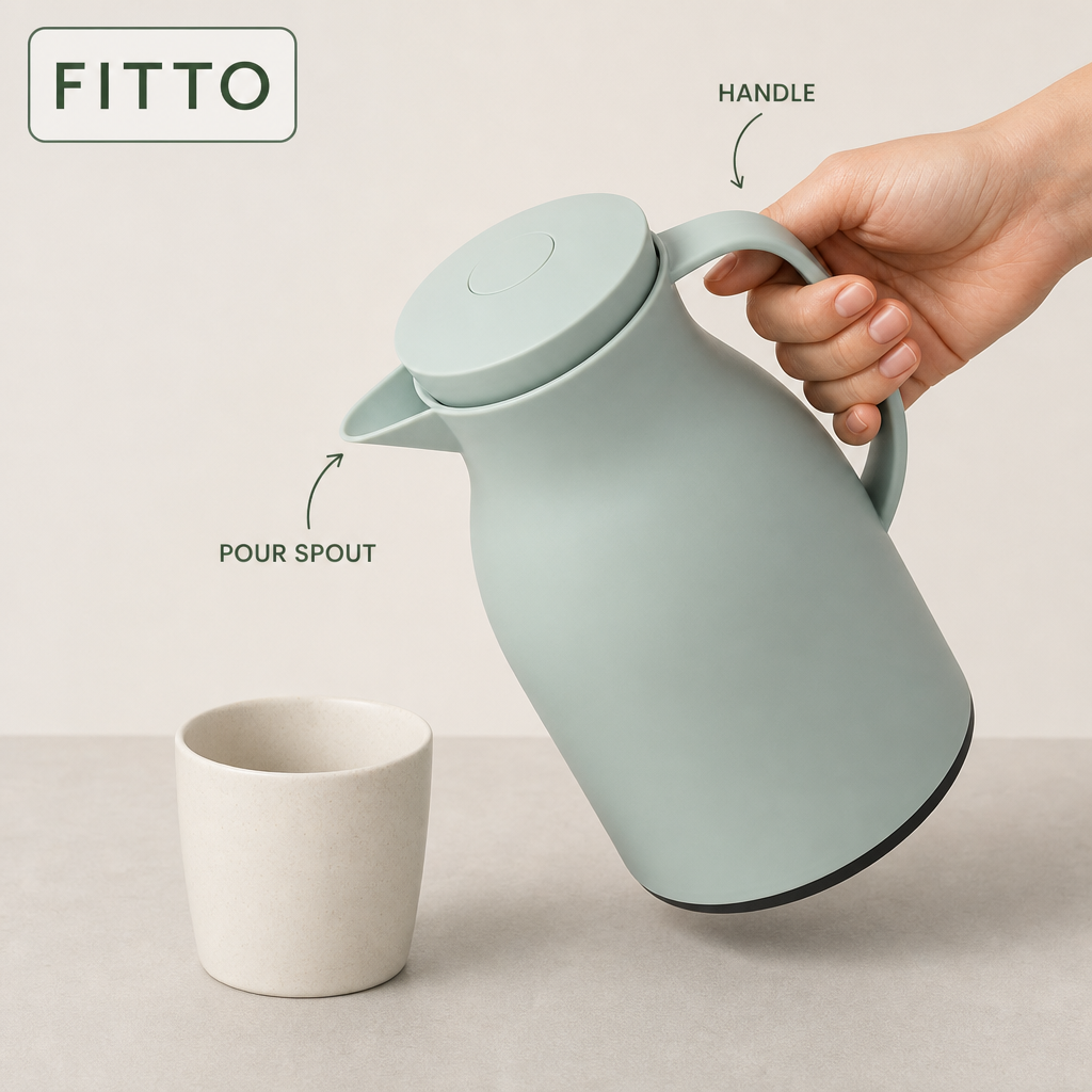 72 Pieces 1-Litre Vacuum Flask with Handle and Pour Spout, Green or White, 1 Piece