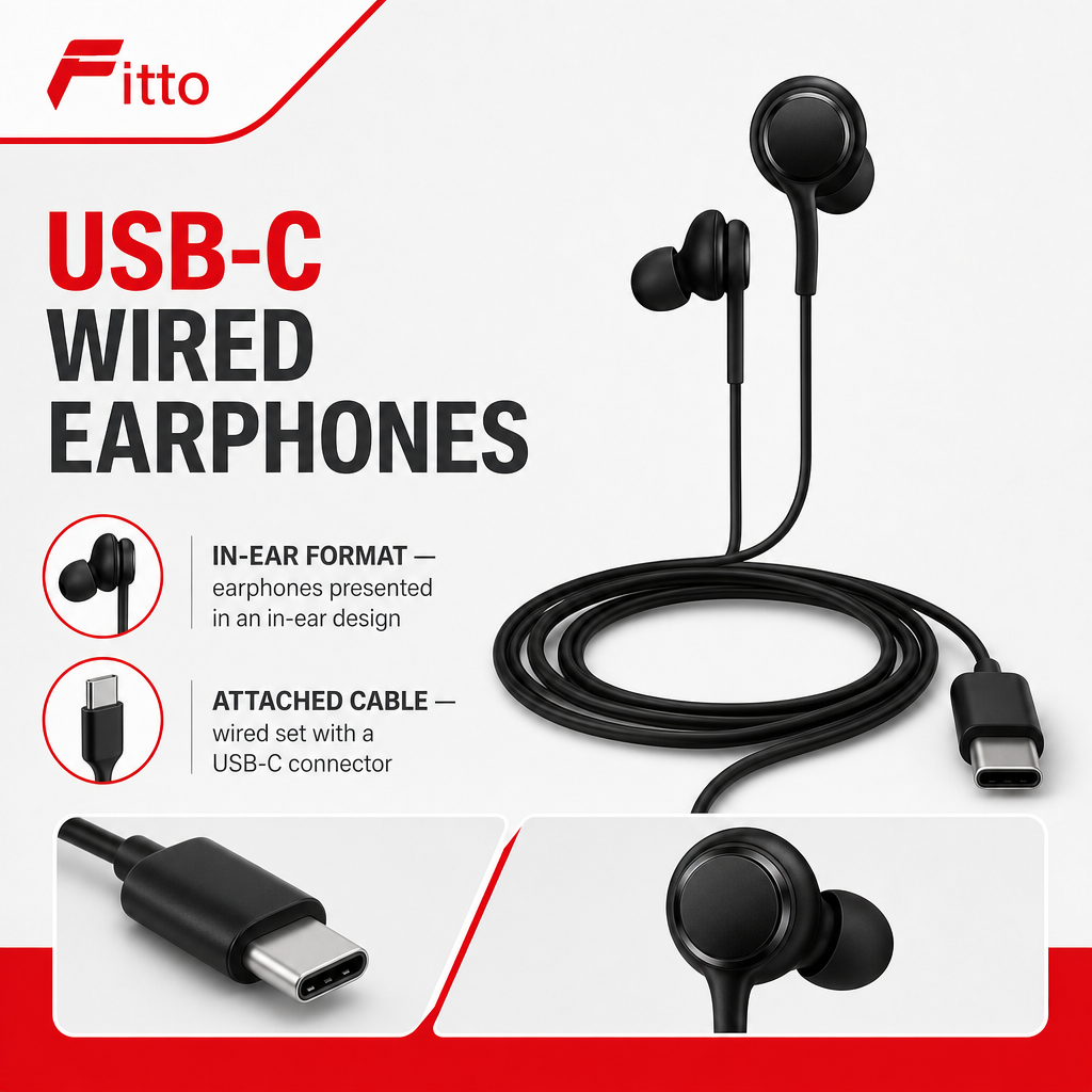 120 Pieces USB-C In-Ear Wired Earphoneses, Black, 1 Piece