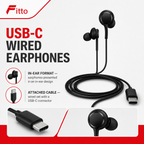 120 Pieces USB-C In-Ear Wired Earphoneses, Black, 1 Piece