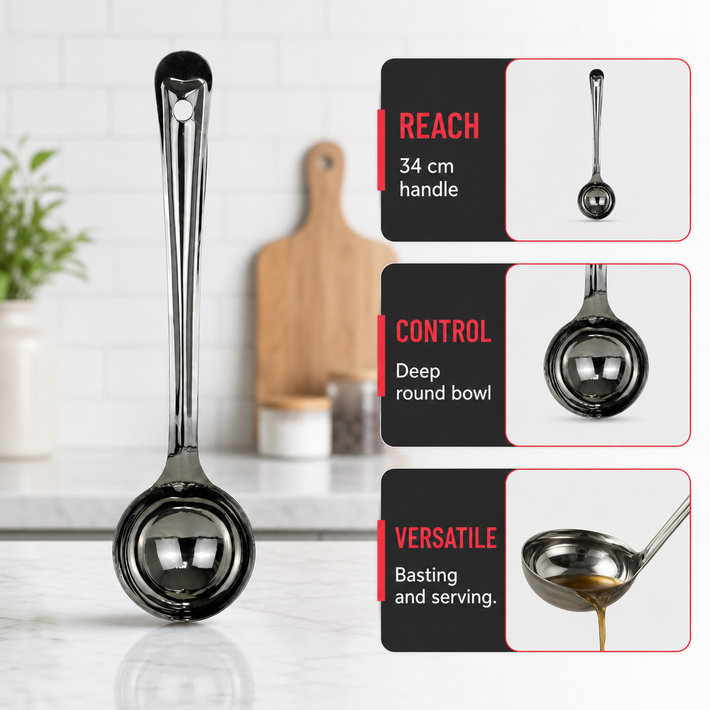 96 Pieces Stainless Steel Basting Ladle, Round Bowl, Size No. 6, 34 cm