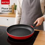 60 Pieces Red 32 cm Aluminium Non-Stick Frying Pan with Black Handle