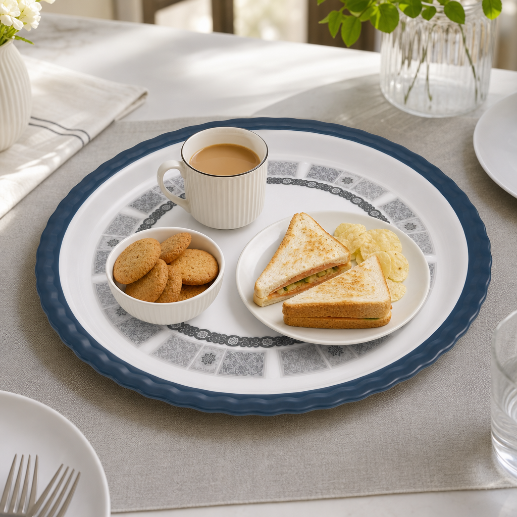 72 Pieces Melamine Round Wavy Serving Trays, 45 cm