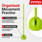 96 Pieces Plastic Training Poles With Round Base, Green, 23 x 23 x 6 cm
