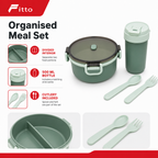 96 Pieces Round Plastic Lunch Box Set with 500 ml Bottle and Cutlery, Assorted Colour