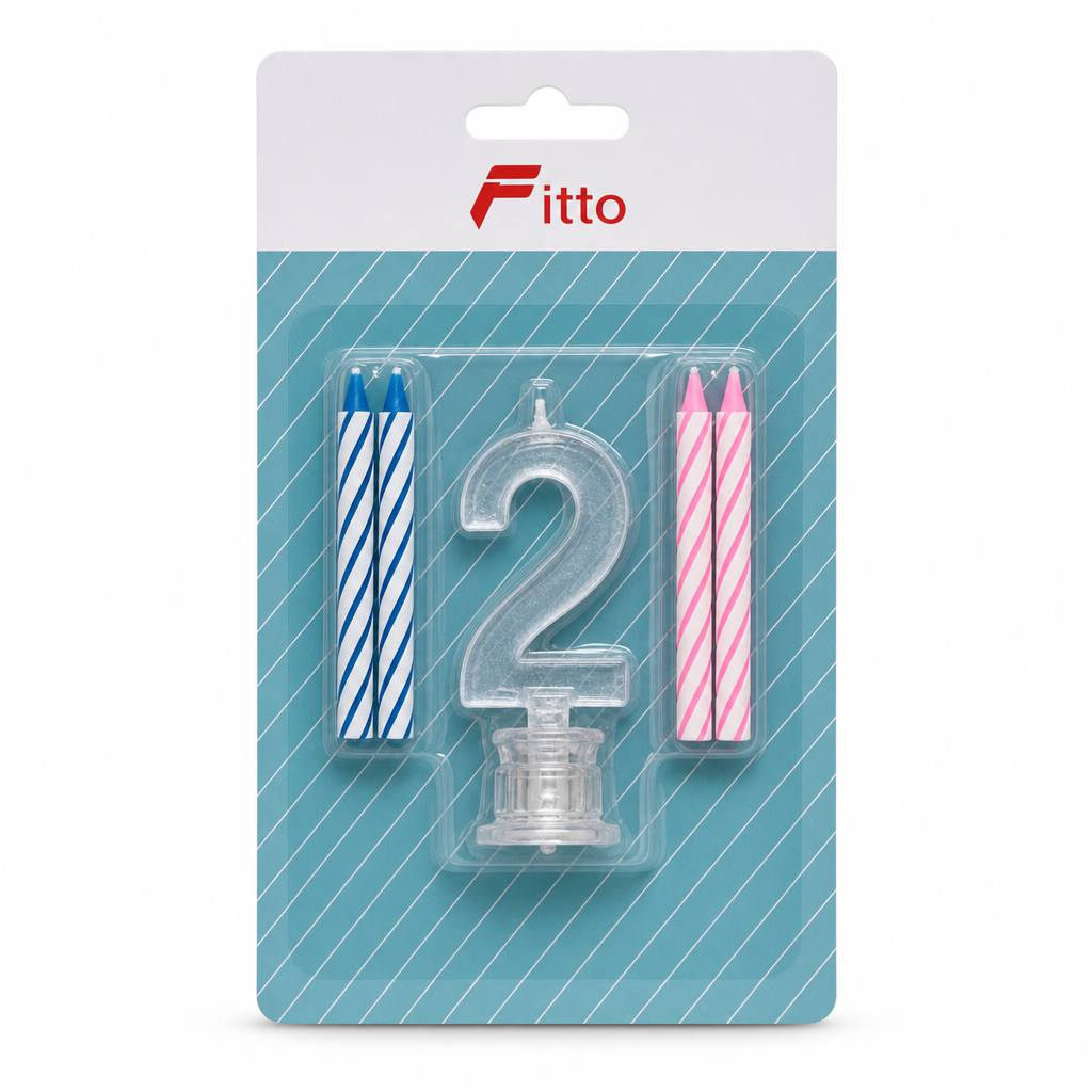 144 Pieces LED Happy Birthday Number 2 Cake Candle Set with 4 Candles, 9 cm