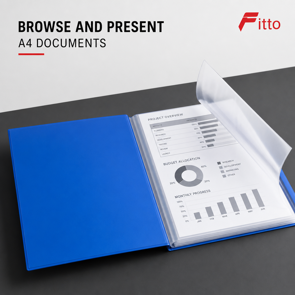 96 Pieces A4 Display Book with 100 Sheets, Blue, 1 Piece