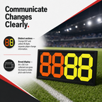 48 Pieces Football Substitution Boards, Double-Sided Player Change Display, Black Frame, Orange and Yellow Digits, 84 x 38.5 cm