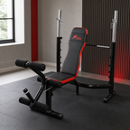 48 Pieces Adjustable Weight Benches with Barbell Rack and Preacher Curl, Multi-Position Steel Frame, 130 kg Capacity