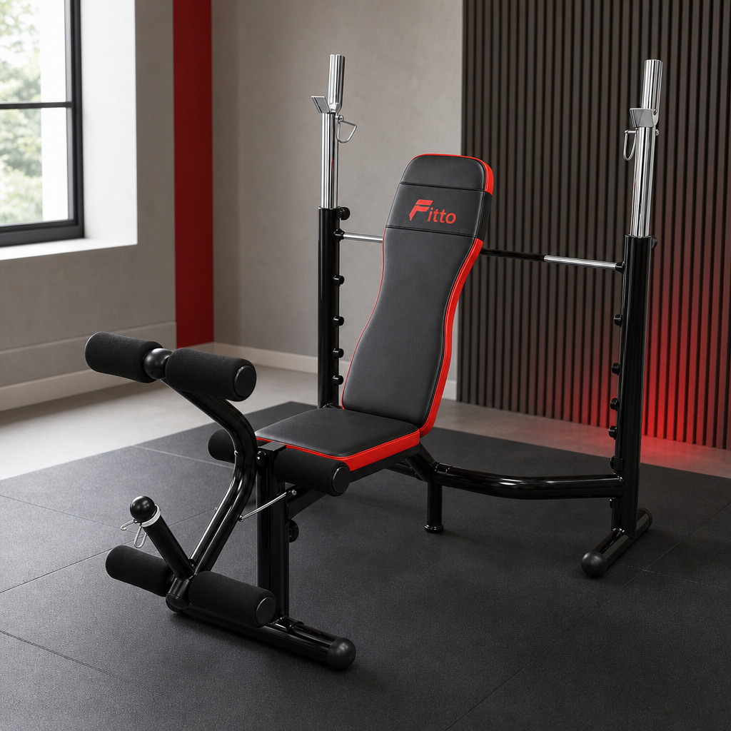 48 Pieces Adjustable Weight Benches with Barbell Rack and Preacher Curl, Multi-Position Steel Frame, 130 kg Capacity