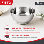 120 Pieces Stainless Steel Deep Footed Bowl, 12 cm, Silver