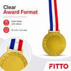 144 Pieces Plain Sports Medal with Red White and Blue Ribbon, Gold, 10 x 8 x 1 cm