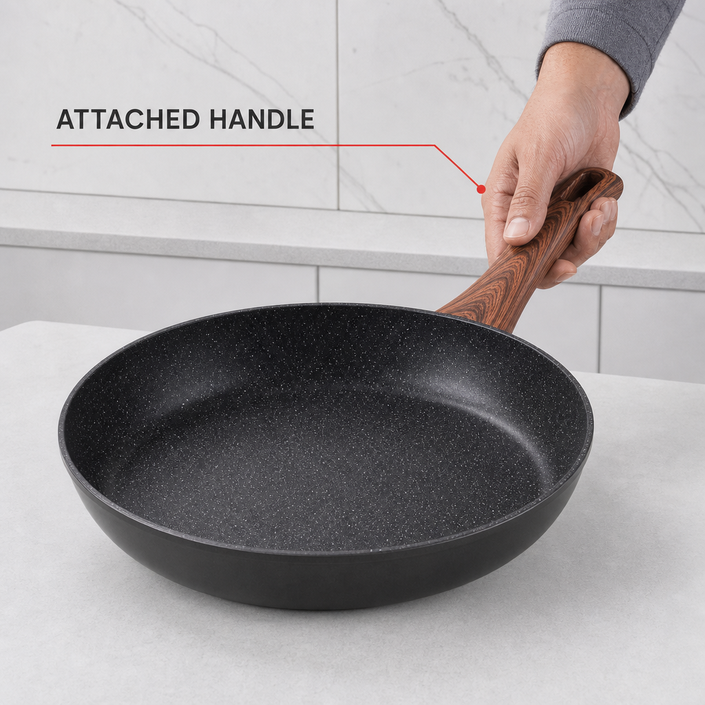 72 Pieces Non-Stick Frying Pan, 28 cm, Black Round Cookwares with Long Handle