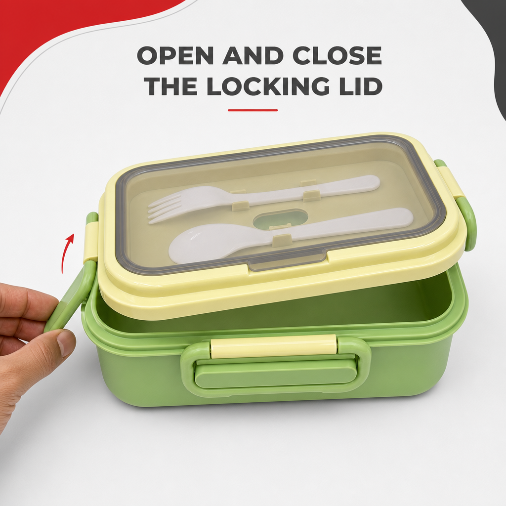 96 Pieces Rectangular Lunch Box with Locking Lid, Yellow and Green Plastic Food Storage Containers, 1 Piece, 22 x 16 x 9 cm