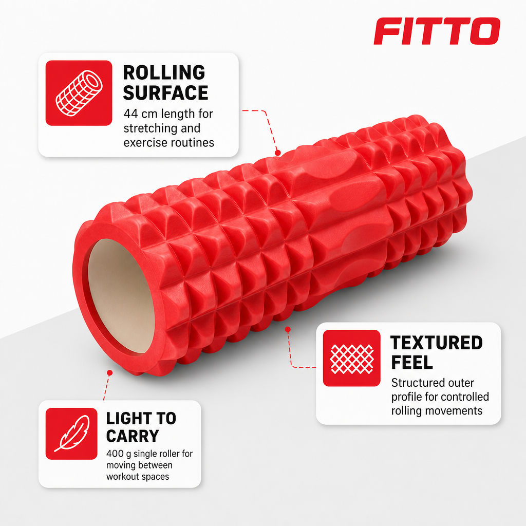 72 Pieces Textured Foam Yoga Roller, 44 cm, Red