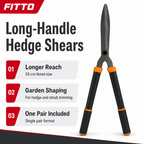 72 Pieces Long-Handle Hedge Shears, 55 cm, Garden Pruning Tool, Black Orange and Silver, 1 Piece