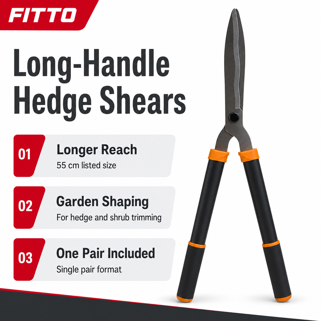 72 Pieces Long-Handle Hedge Shears, 55 cm, Garden Pruning Tool, Black Orange and Silver, 1 Piece