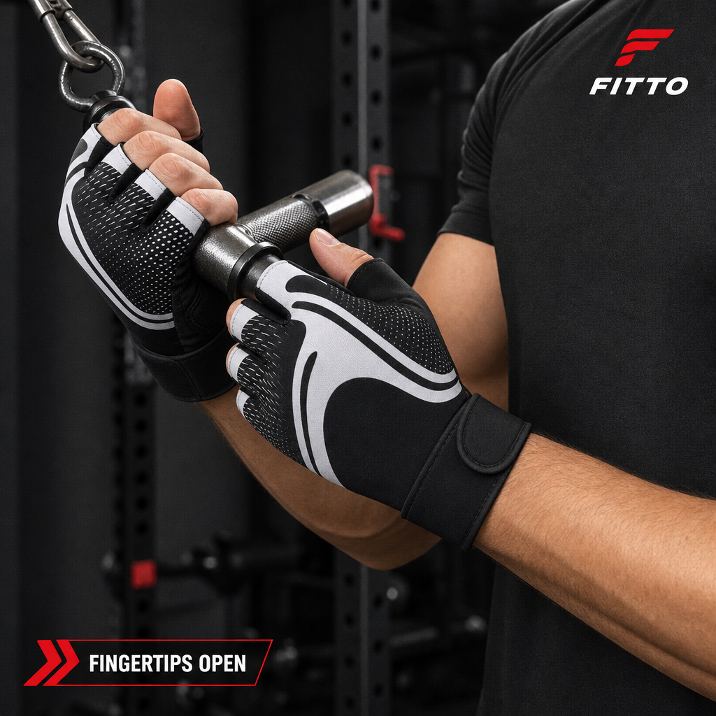 72 Pieces Gym Gloveses with Wrist Support, Fingerless Weight Training Gloves, Black and White, 1 Pair