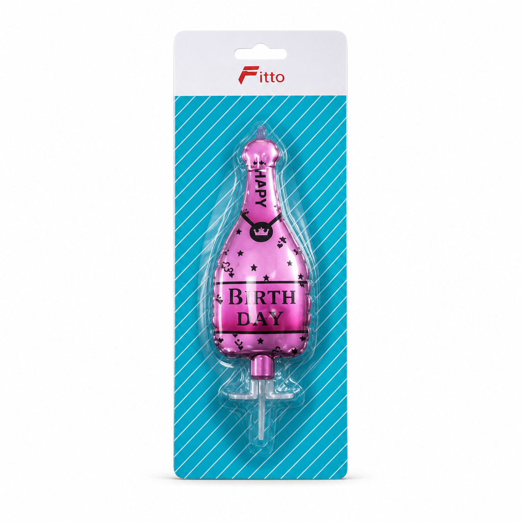 144 Pieces Pink Bottle Design Happy Birthday Cake Topper Candle, 1 Piece