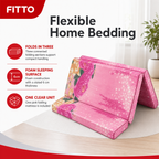 48 Pieces Folding Foam Mattresses, 3-Fold Design, 6 cm Thick, Pink