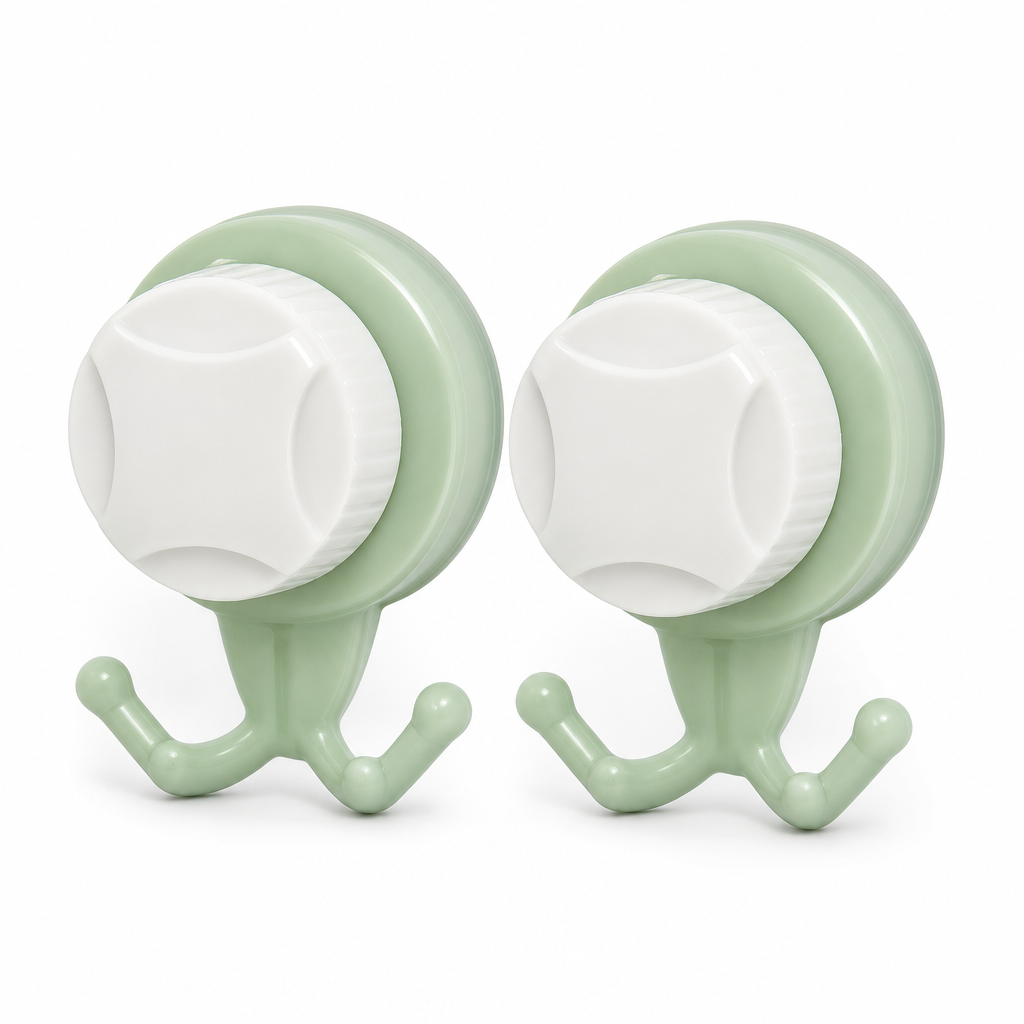 120 Pieces Suction Hooks, Green and Off-White Double Wall Hooks, 2 Pieces