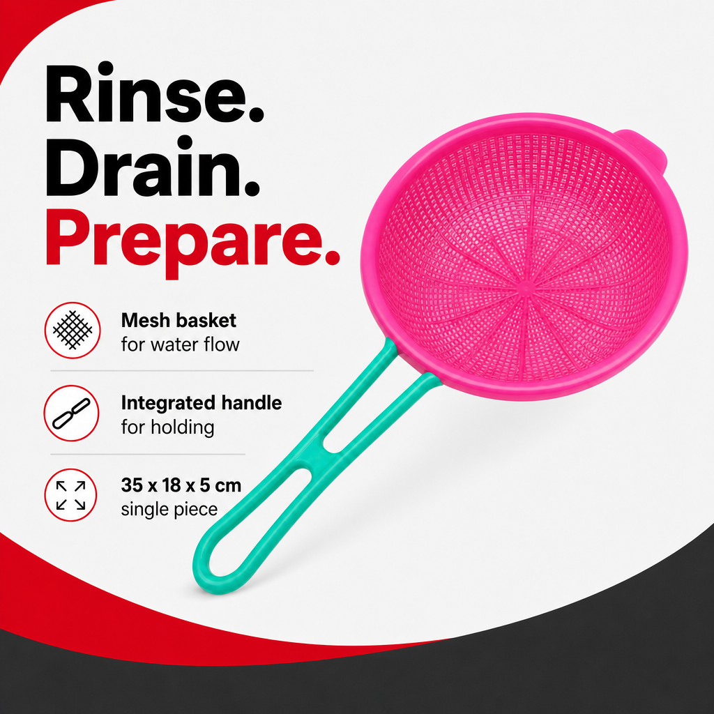 120 Pieces Plastic Mesh Food Strainer with Handle, Rinsing and Draining Basket, 35 x 18 cm, 1 Piece