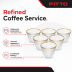 96 Pieces Clear Glass Cawa Cups with Gold-Tone Rims, Fluted Design, 6-Piece Set