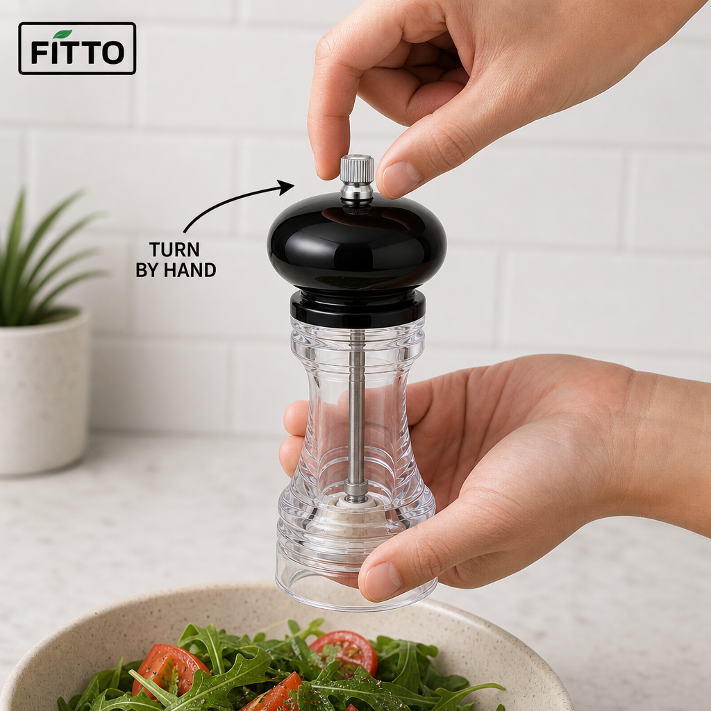 144 Pieces Manual Pepper Grinder, Black and Clear, Hand-Operated Seasoning Mill, 25 x 8 x 8 cm, 1 Piece
