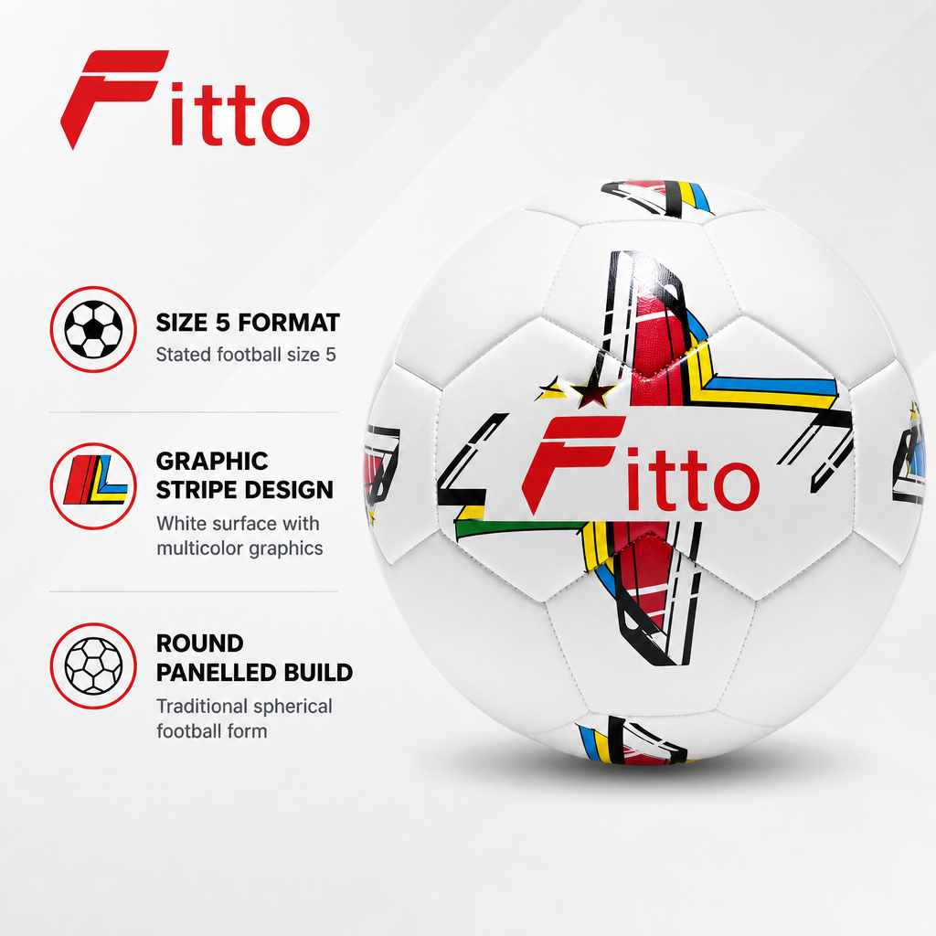 72 Pieces Football Size 5, White Ball with Multicolor Graphic Stripe Design for Practice and Play