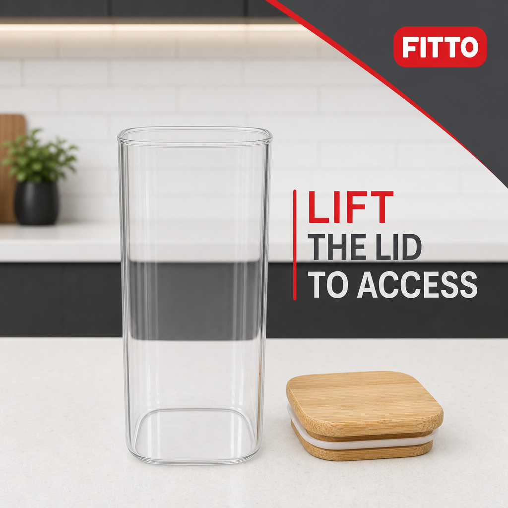 144 Pieces Glass Storage Jar with Wooden Lid, Clear Body and Natural Wood Finish, 15 x 6 x 6 cm, 1 Piece