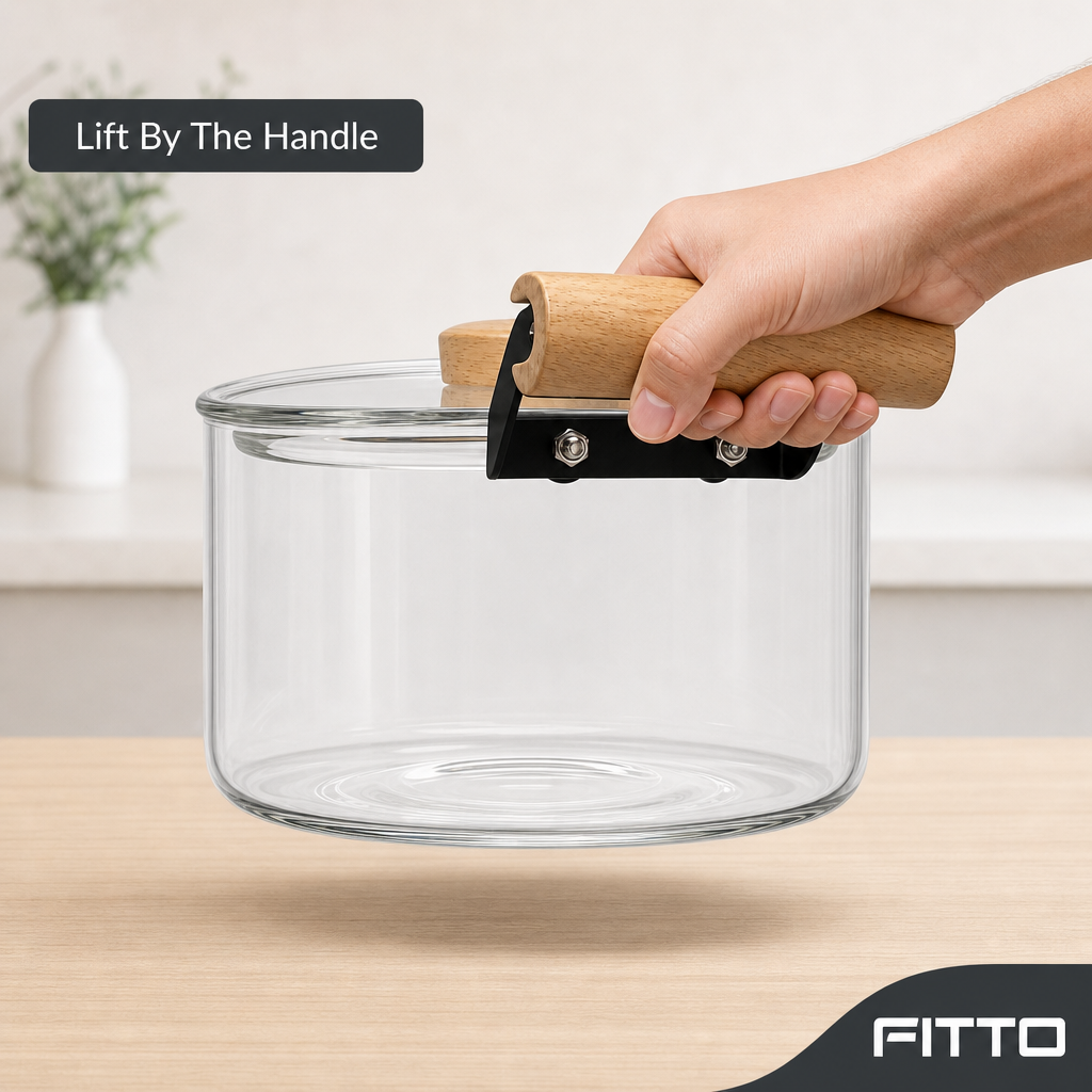 60 Pieces Glass Kettle and Teapot, 2.5 L, Clear with Black and Wood-Effect Handle, 1 Piece