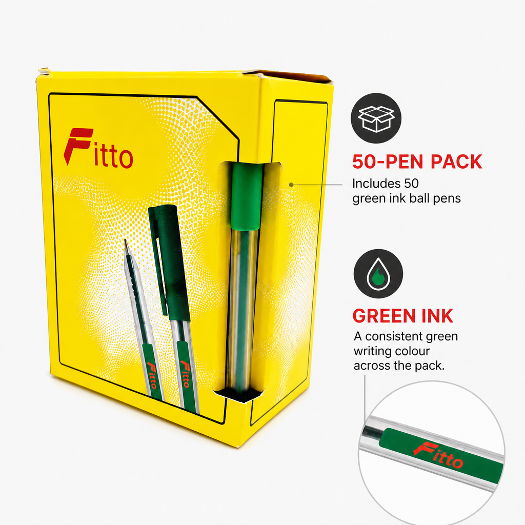 72 Pieces Green Ink Ball Pens, 50 Pack
