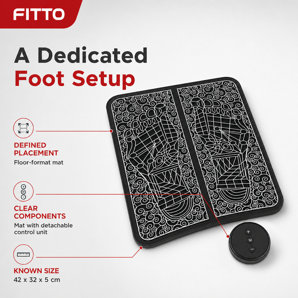 96 Pieces Black Foot Massager Mat, Floor Format with Control Unit, 1 Piece, 42 x 32 x 5 cm