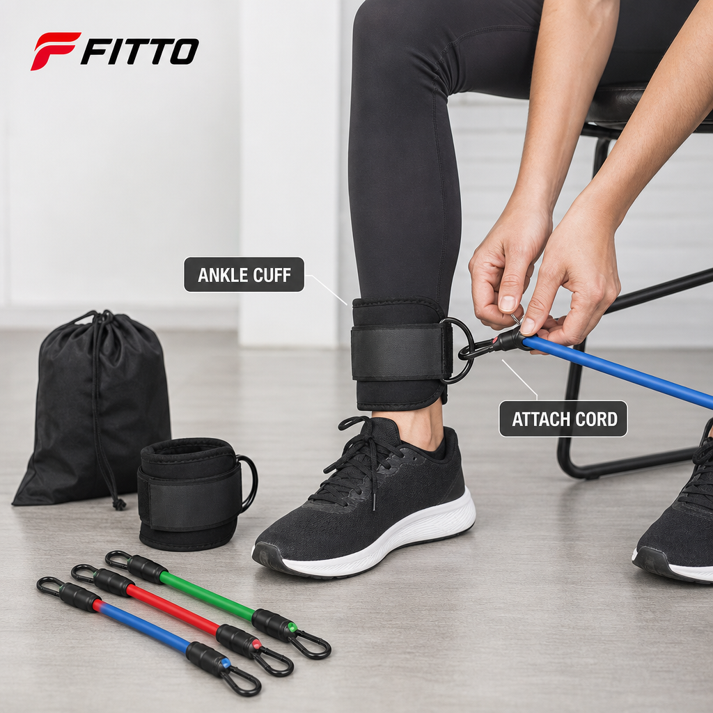 72 Pieces Ankle Resistance Cord Exercise Set, 3 Cords with Ankle Cuffs and Carry Bag