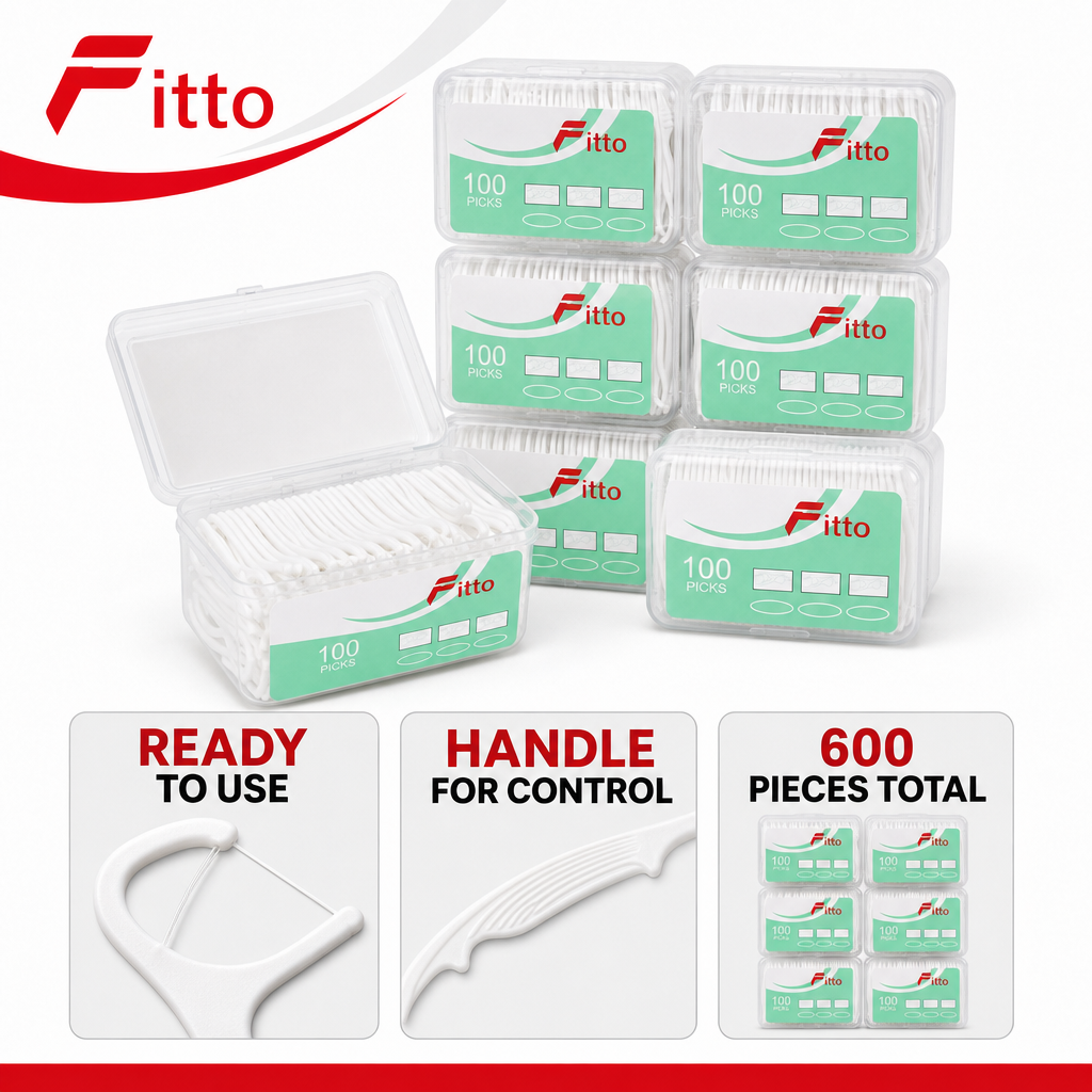 72 Pieces Dental Floss Picks, White Interdental Cleaning Sticks, 100 Pieces per Pack, 6-Pack