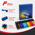 96 Pieces Permanent Markers, Chisel Tip with Silicone Grip, Assorted Colours, 12 Pieces