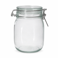 120 Pieces Glass Storage Jar with Clamp Lid, 1000 ml, Clear, 1 Piece