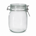120 Pieces Glass Storage Jar with Clamp Lid, 1000 ml, Clear, 1 Piece